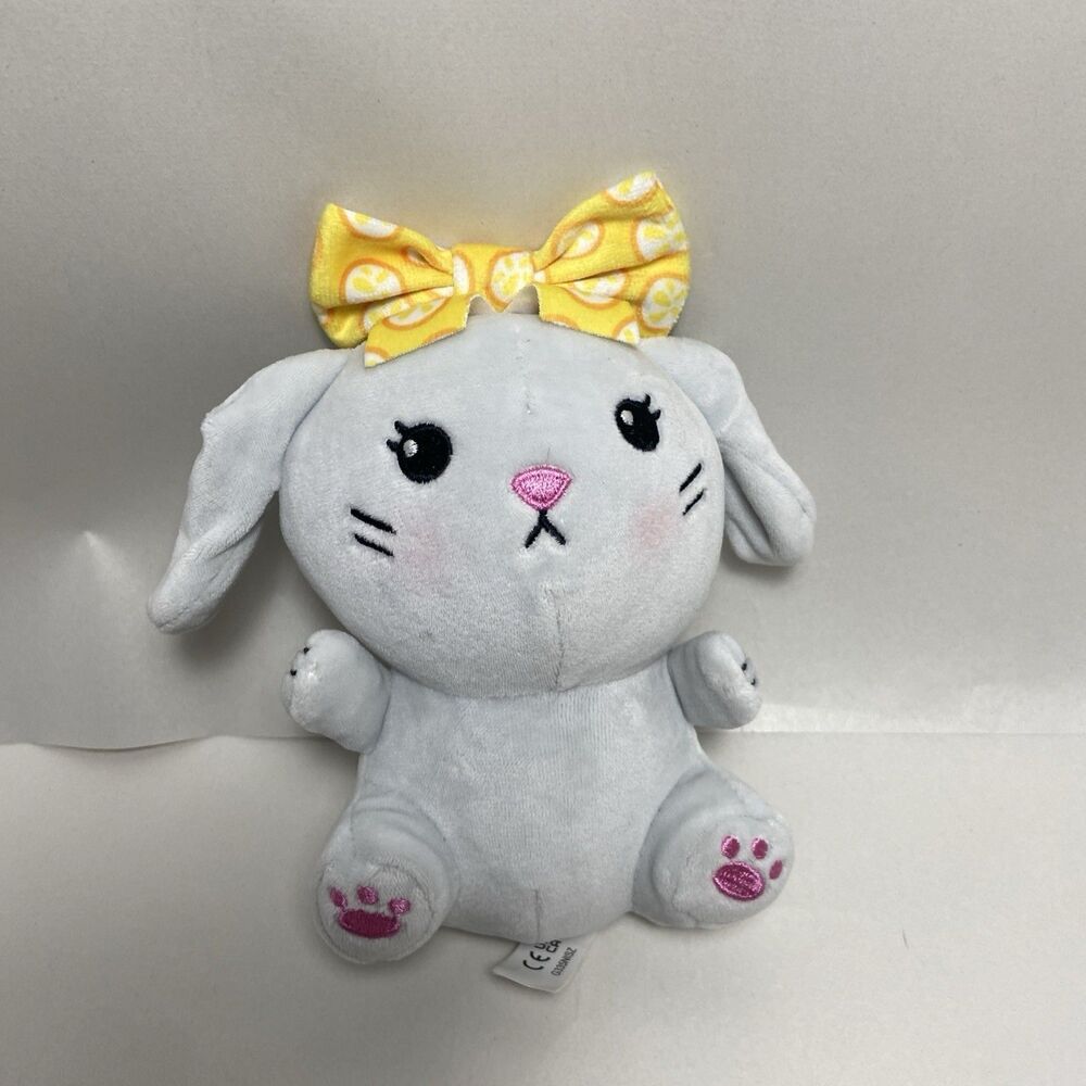 Moriah Elizabeth Gray Bunny Rabbit Plush Yellow Lemon Bow Easter Stuffed Animal